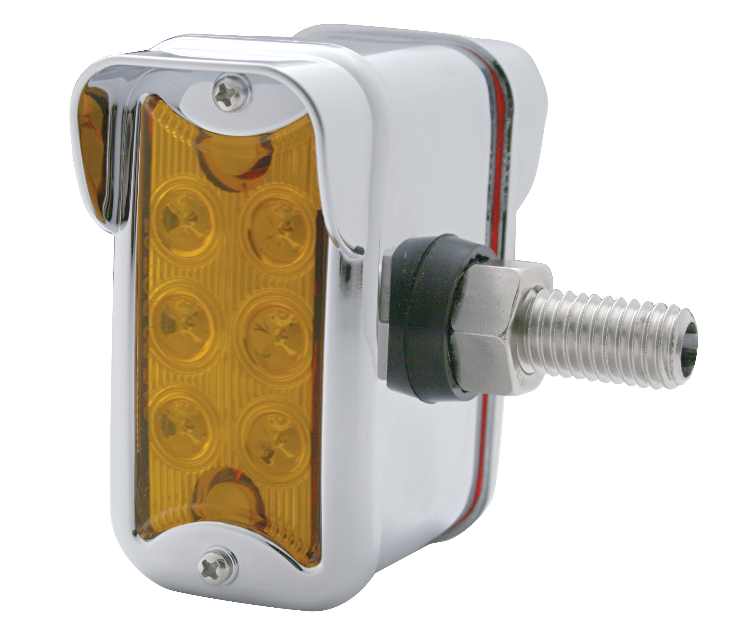 6 Amber/6 Red Led T-Mount Dual Function Double Face Lt W/ Vertical Visor Bezel -Amber/Red Lens