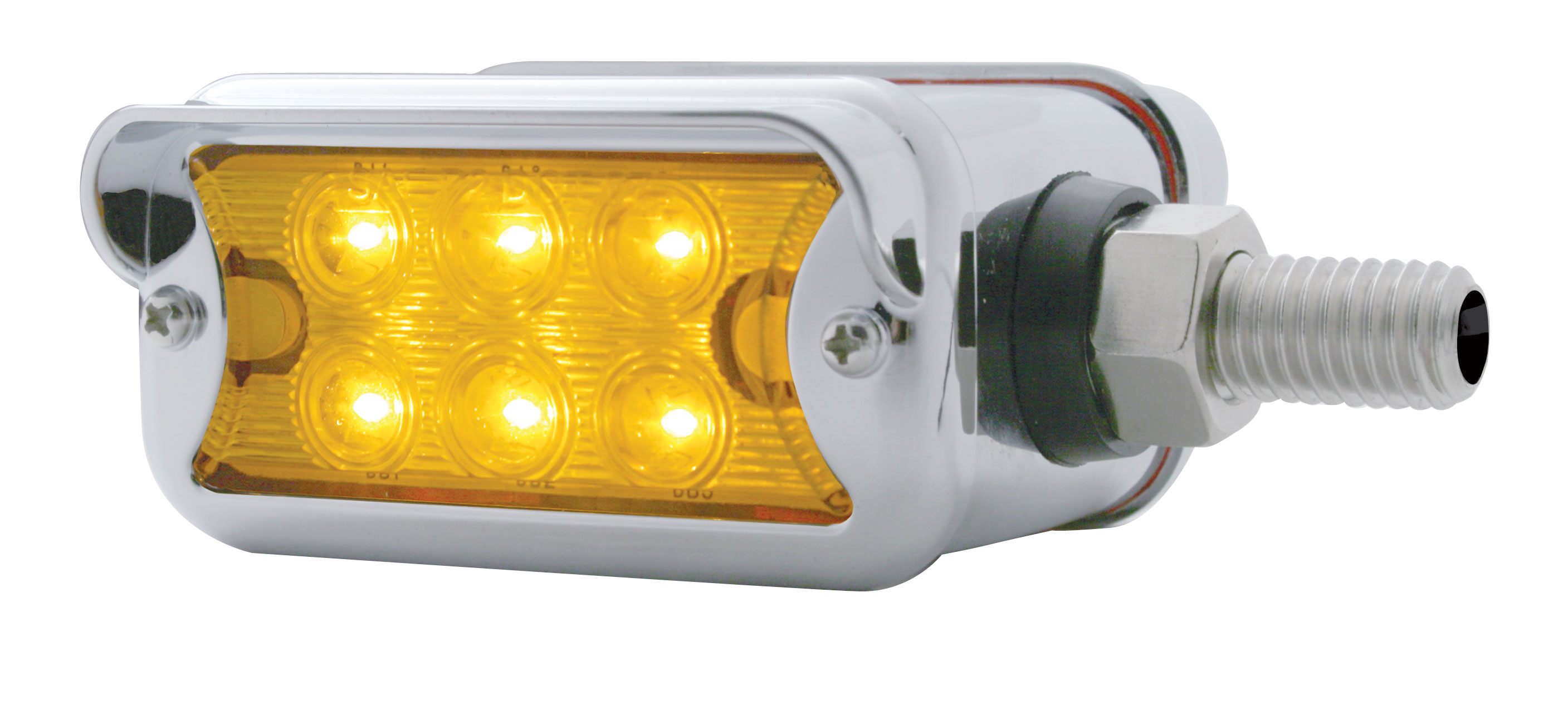 6 Amber/6 Red Led Straight Dual Function Double Face Lt W/ Horizontal Visor Bezel - Amber/Red Lens