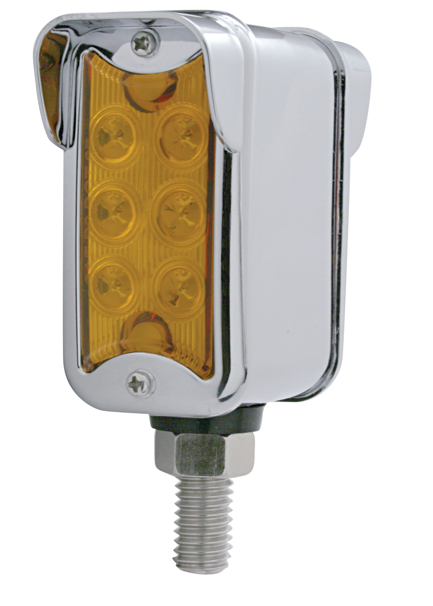 6 Amber/6 Red Led Straight Dual Function Double Face Lt W/ Vertical Visor Bezel - Amber/Red Lens
