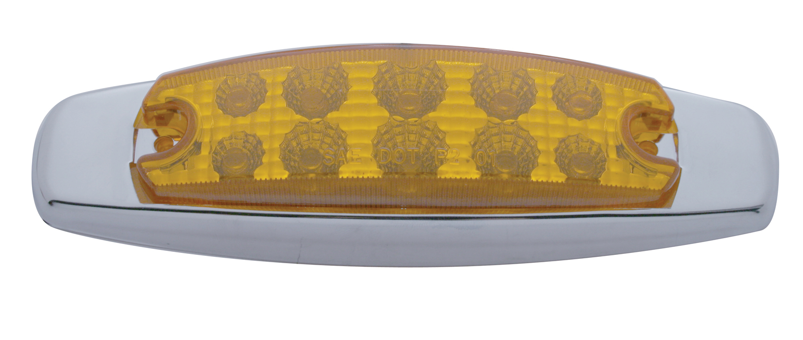 (Pack) 10 Amber Led Peterbilt Rectangular Marker Light W/ Reflector - Amber Lens