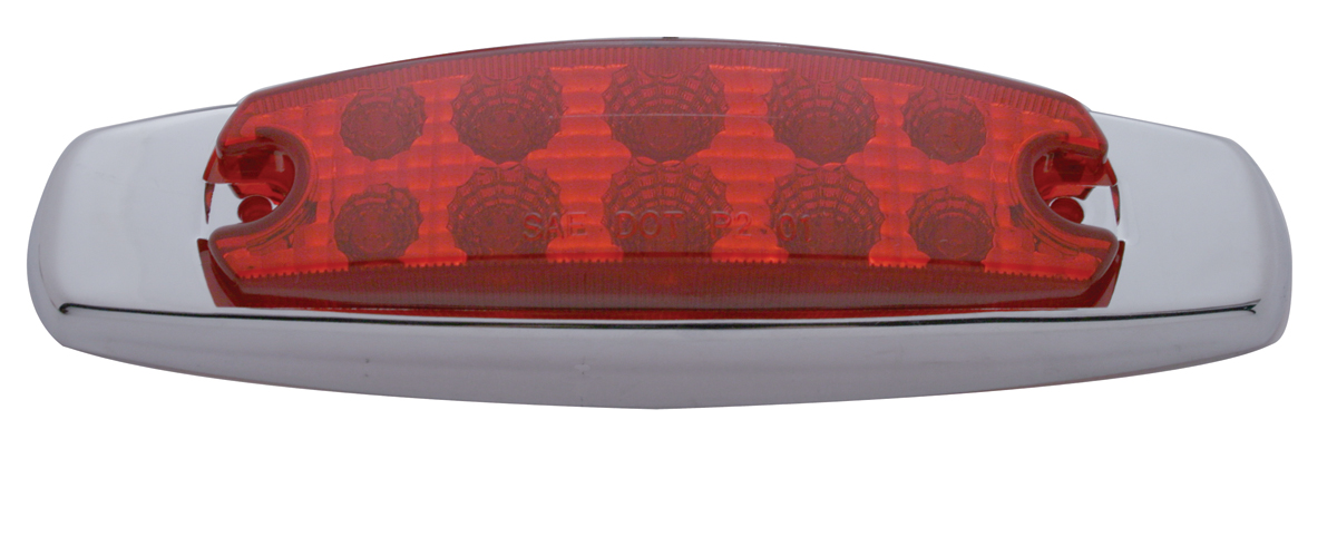 (Pack) 10 Red Led Peterbilt Rectangular Marker Light W/ Reflector - Red Lens