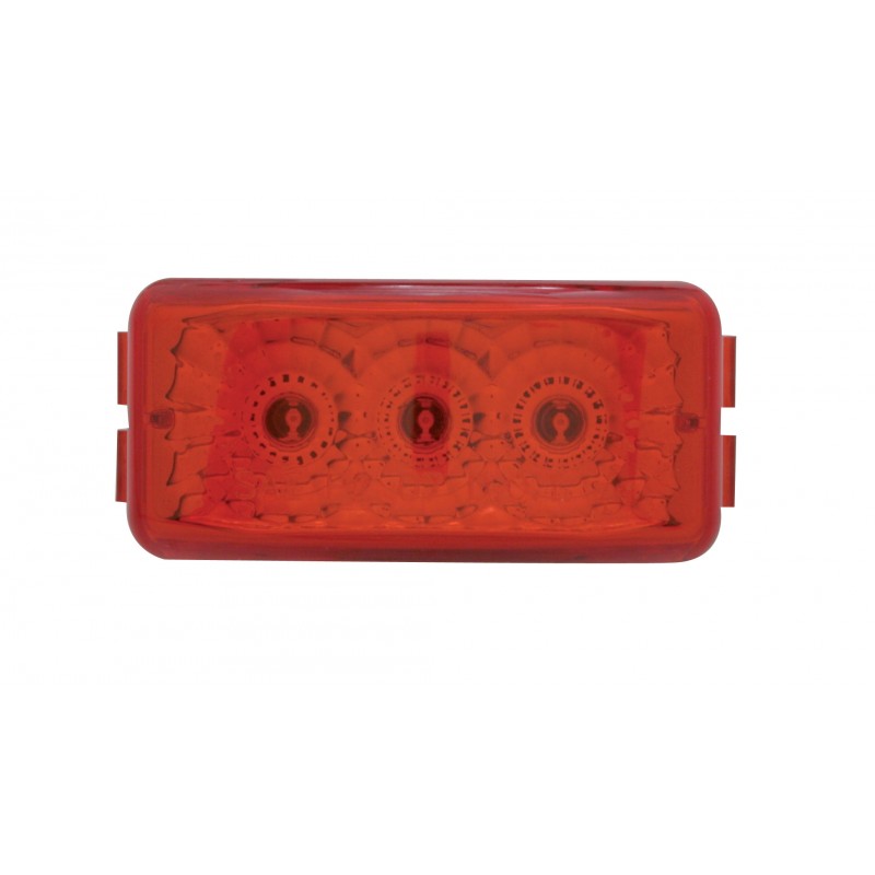 3 Red Led Small Rectangular Reflector Clearance/Marker Light - Red Lens