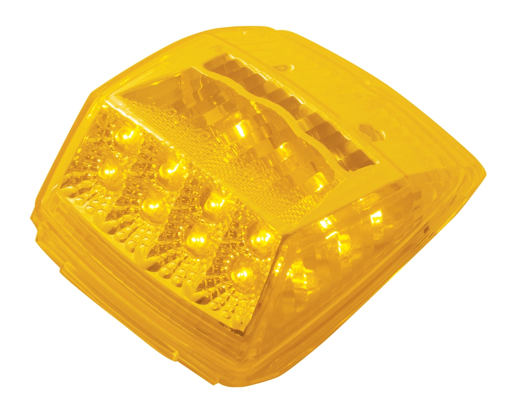 17 Amber Led Waterproof Square Cab Light W/ Refelctor - Amber Lens