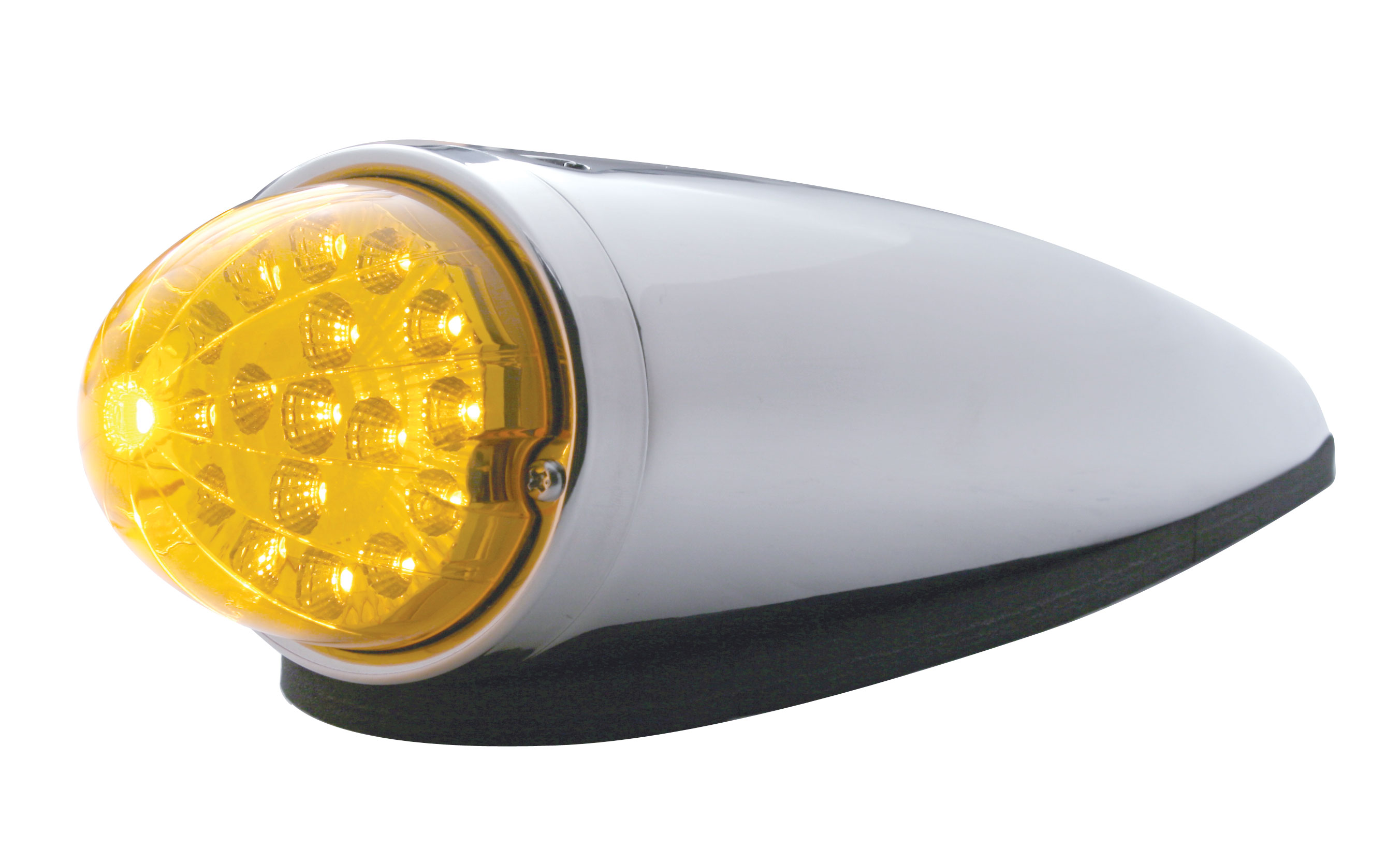 17 Amber Led Clear Style Round Reflector Cab Light W/ Chrome Plastic Housing - Amber Lens