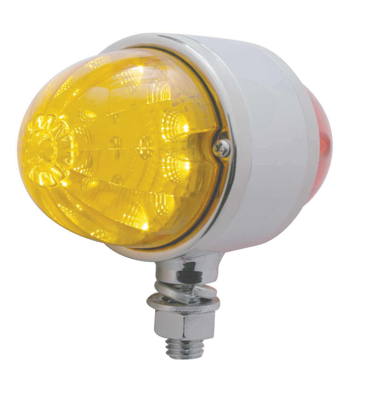 Chrome 17 Amber/17 Red Led Clear Lens Double Face Reflector Auxiliary Light - Amber/Red Lens