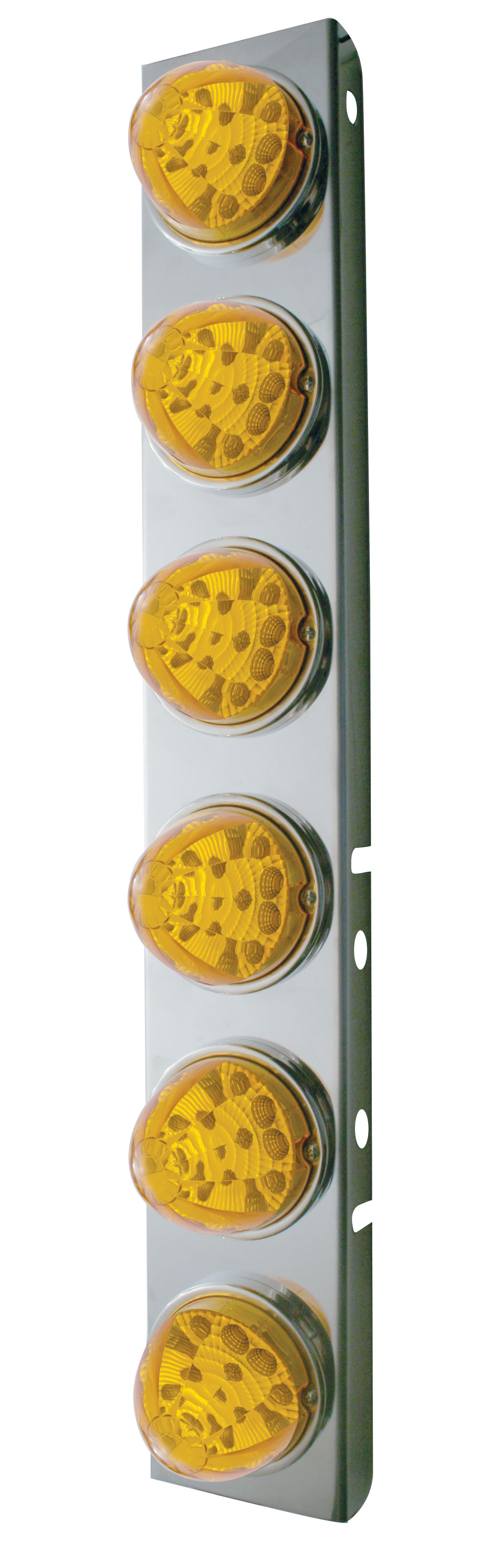Stainless Steel Peterbilt A/C Light Bracket W/ Six 17 Amber Led Watermelon Reflector Light - Amber Lens