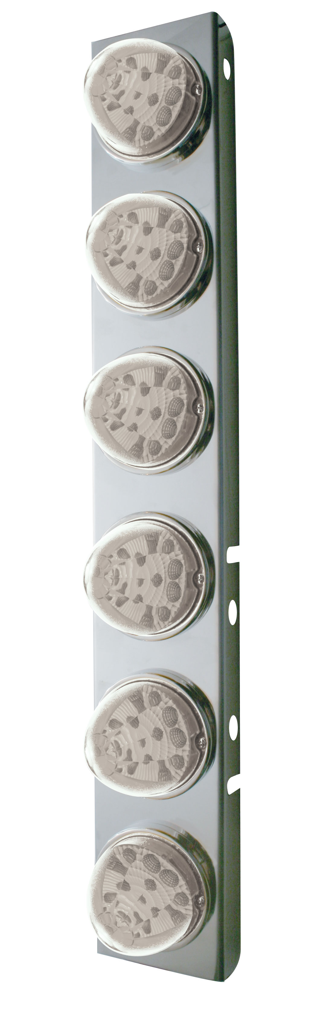 Stainless Steel Peterbilt A/C Light Bracket W/ Six 17 Amber Led Watermelon Reflector Light - Clear Lens