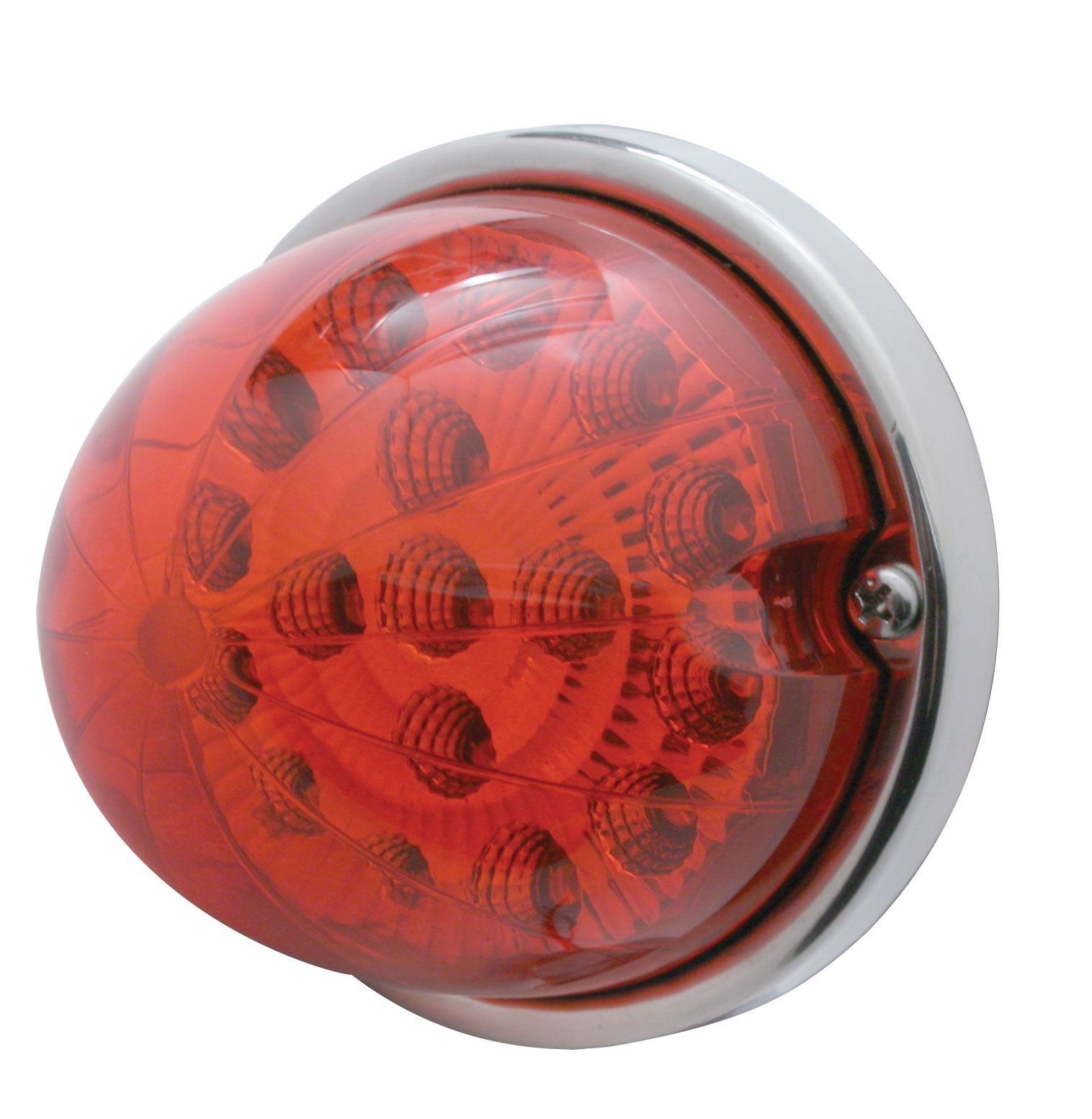 17 Red Led Dual Function Clear Reflector Cab Light Flush Mount Kit - Red Lens