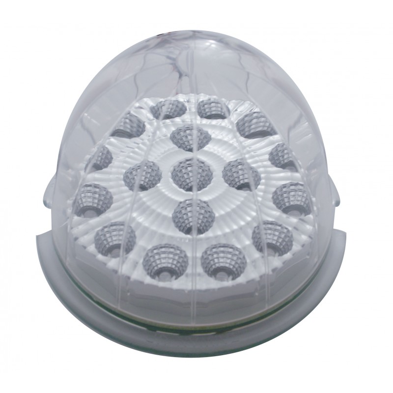 17 Red Led Dual Function Clear Reflector Cab Light Flush Mount Kit - Clear Lens