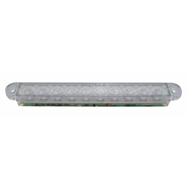 10 Red Led 6 1/2" S/T/T Flush Mount Light Bar - Clear Lens