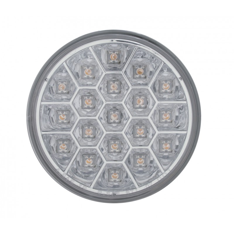 19 Amber Led 4" Round Reflector P/T/C Light - Clear Lens