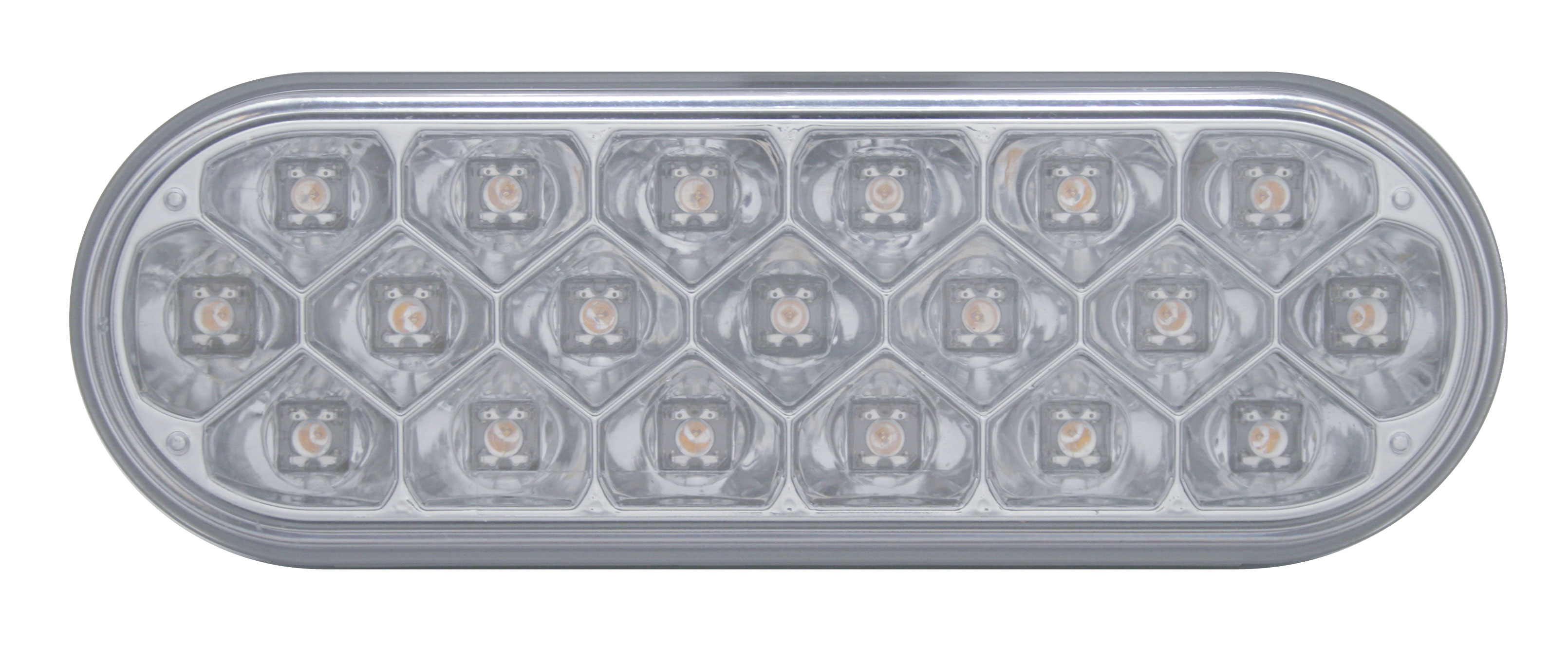 19 Amber Led 6" Oval Reflector P/T/C Light - Clear Lens