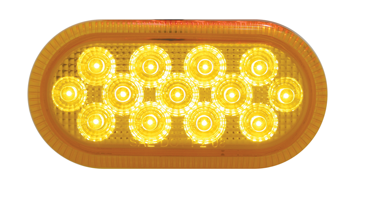 13 Amber Led Dual Function Oval Auxiliary Reflector Light - Amber Lens