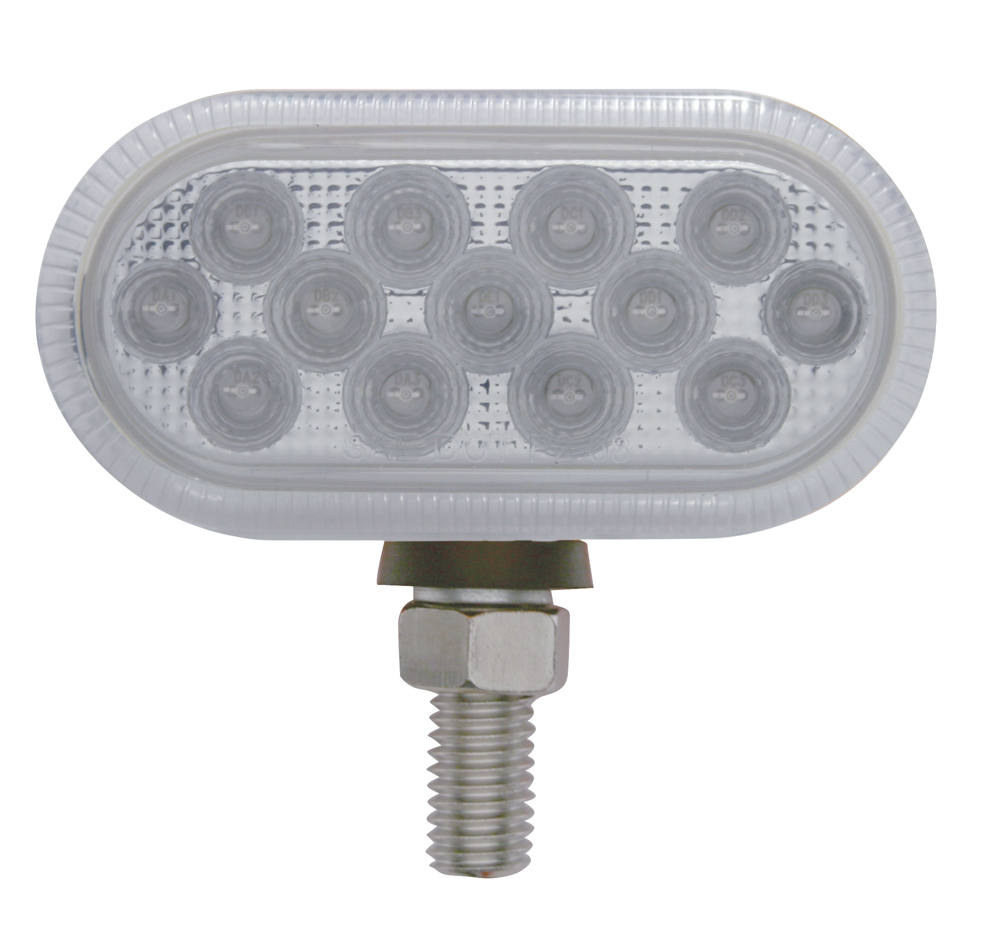 Chrome Plastic Double Face 13 Amber/Red Led Dual Function Reflector Light - Clear Lens