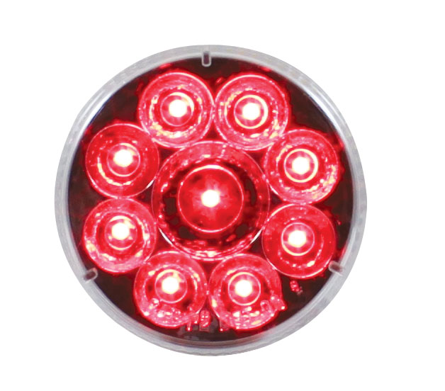 9 Red Led 2 1/2" Reflector Clearance/Marker Light - Clear Lens