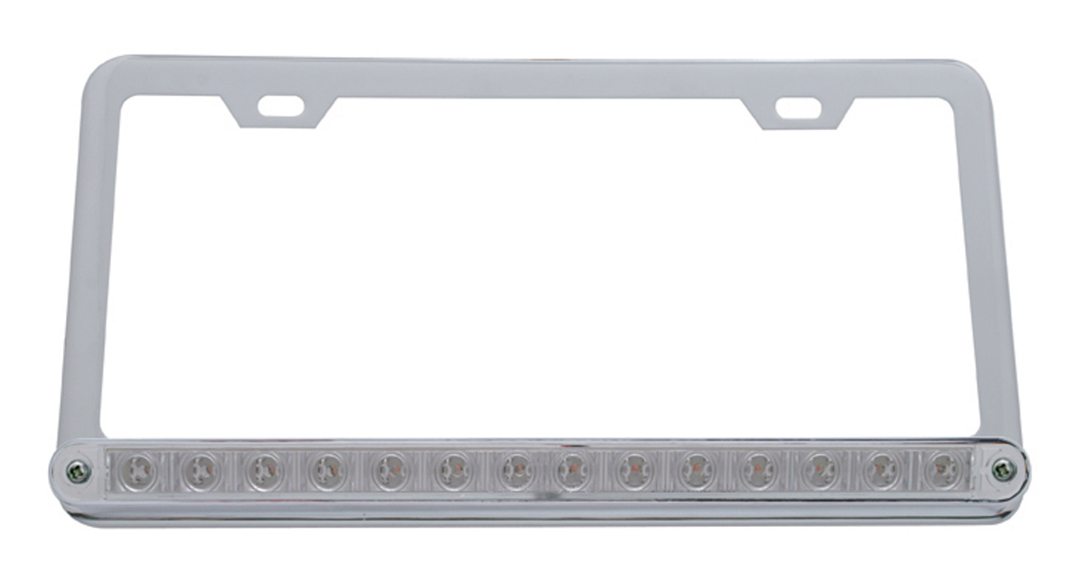 License Frame W/ 14 Red Led 12" Light Bar - Clear Lens