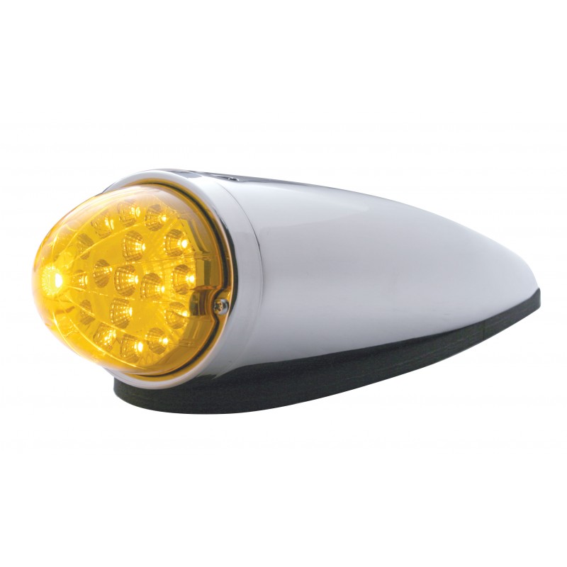 Chrome Plastic 17 Amber Led Clear Dual Function Auxiliary/Cab Light- Amber Lens