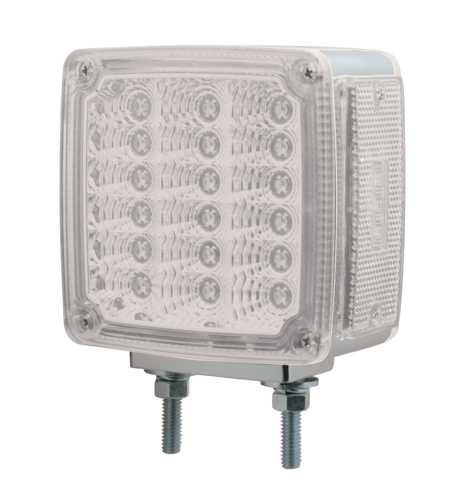 18 X 2 Amber Led + 3 Amber Led Square Turn Signal Light W/ Reflector - Clear Lens