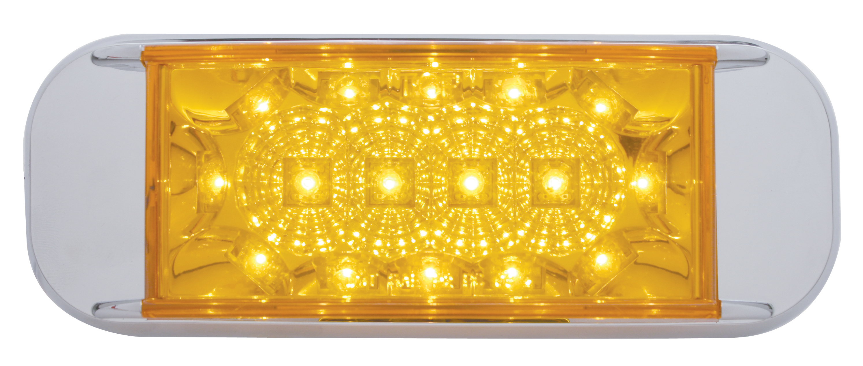 16 Amber Led Rectangular Marker Light W/ Reflector - Amber Lens