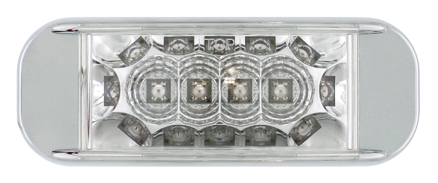 16 Amber Led Rectangular Marker Light W/ Reflector - Clear Lens