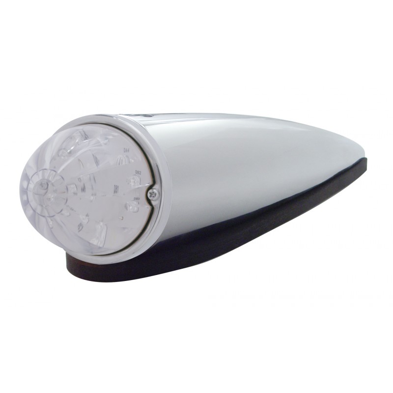 17 Amber Led Round Watermelon Dual Function Cab Light W/ Chrome Plastic Housing - Clear Lens