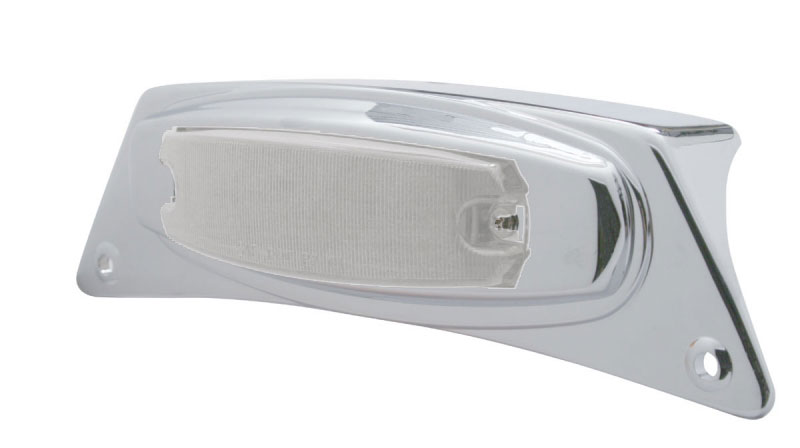 Chrome Fender Light W/ 12 Amber Led Rectangular Marker Light - Clear Lens