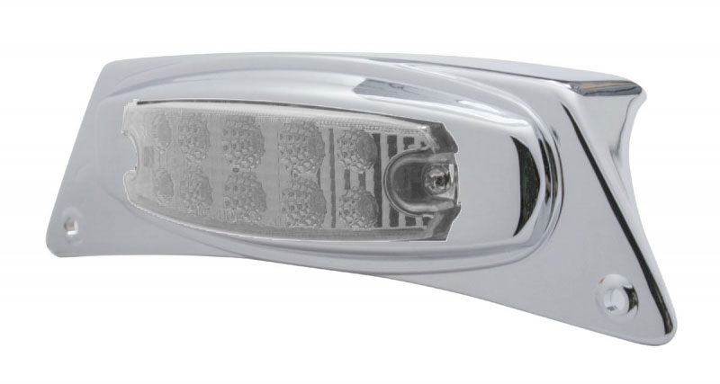 Chrome Fender Light W/ 10 Amber Led Reflector Marker Light - Clear Lens