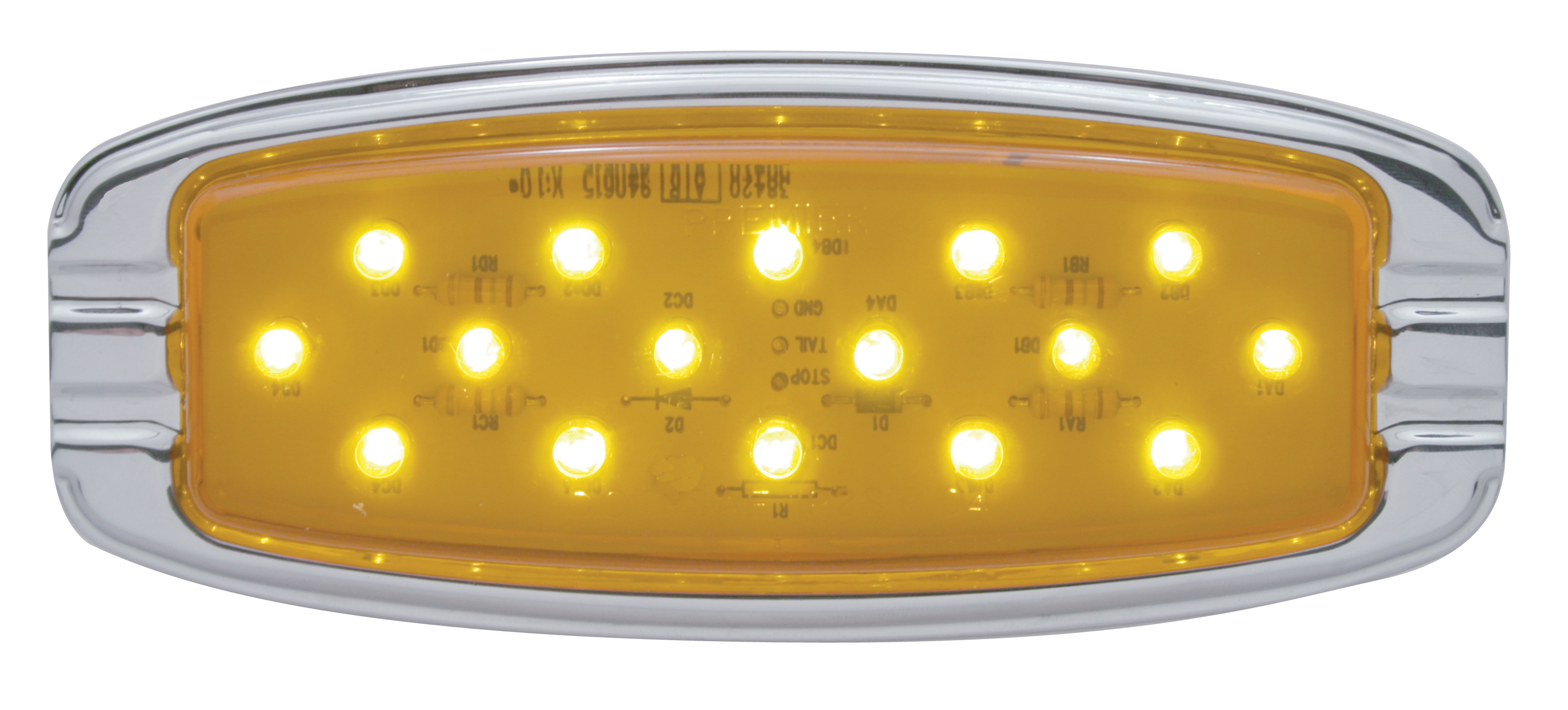 16 Amber Led Retro Clearance/Marker Light W/ Chrome Flush Mount Bezel - Amber Lens