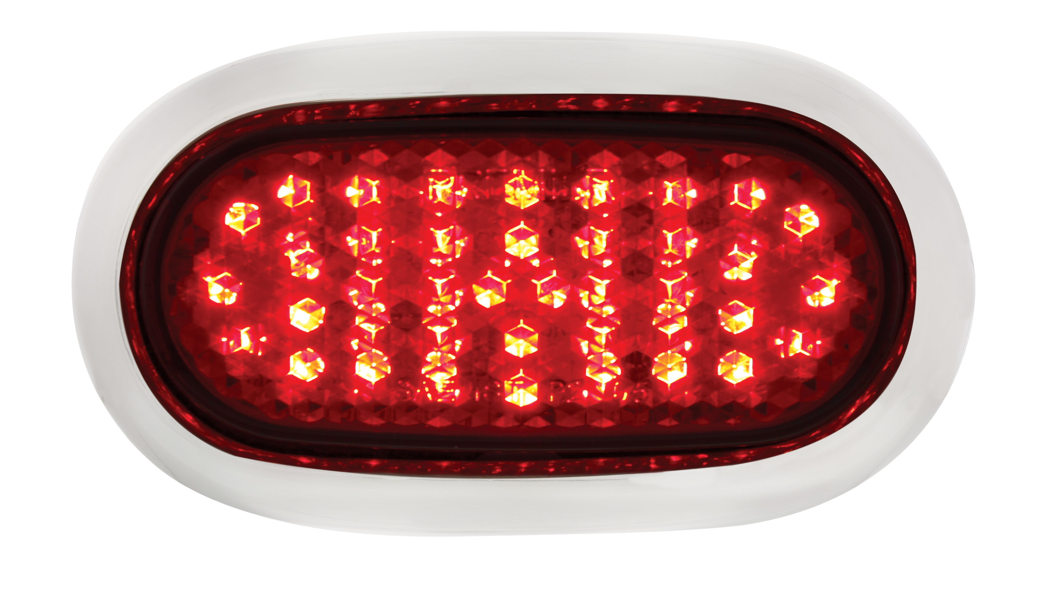 40 Red Led Vintage Oval S/T/T Light W/ Chrome Flush Mount Bezel - Red Lens