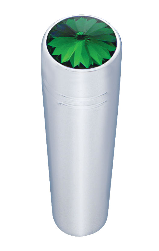 (2/Card) Chrome Peterbilt Short Toggle Switch Extension W/ Diamond - Green