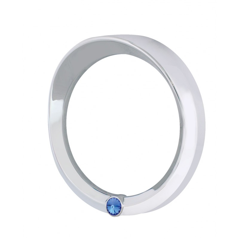 Chrome 2006+ Peterbilt Speed/Tachometer Gauge Cover W/ Visor & Diamond - Blue