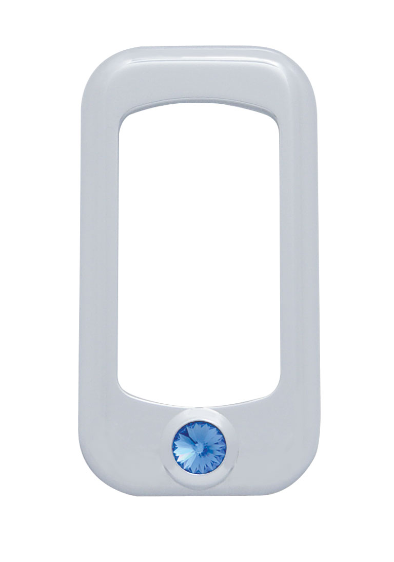 (3/Card) Chrome Plastic Rocker Switch Trim W/ Diamond - Blue