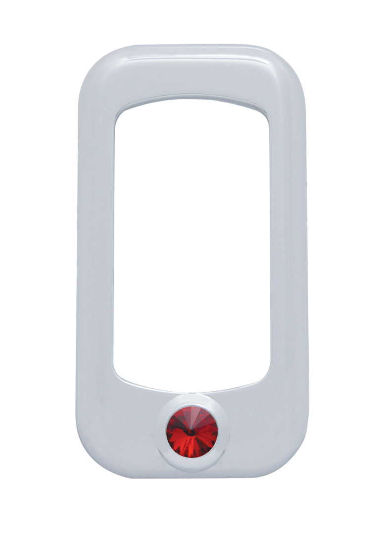 (3/Card) Chrome Plastic Rocker Switch Trim W/ Diamond - Red