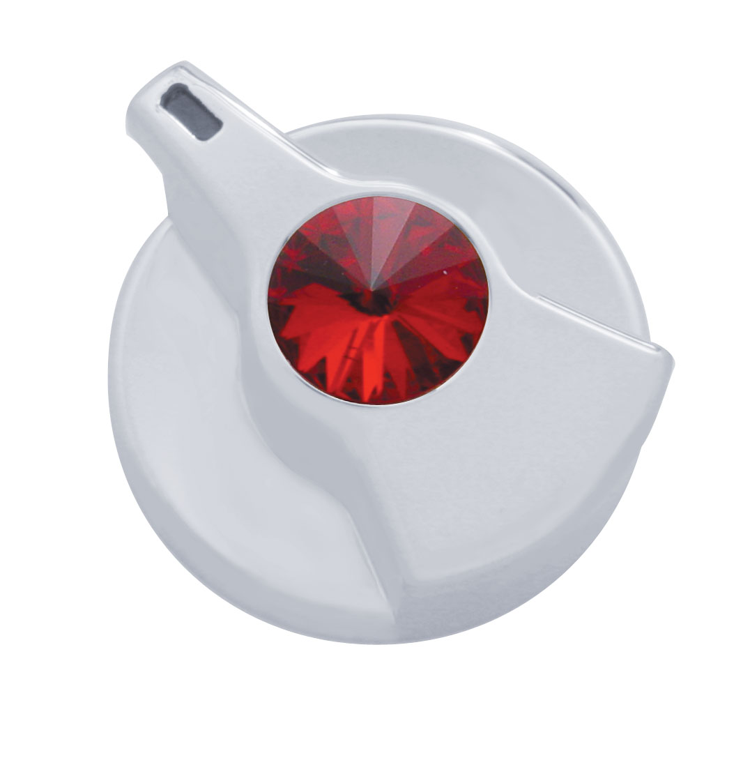 Chrome Plastic Peterbilt Timer Knob W/ Diamond - Red