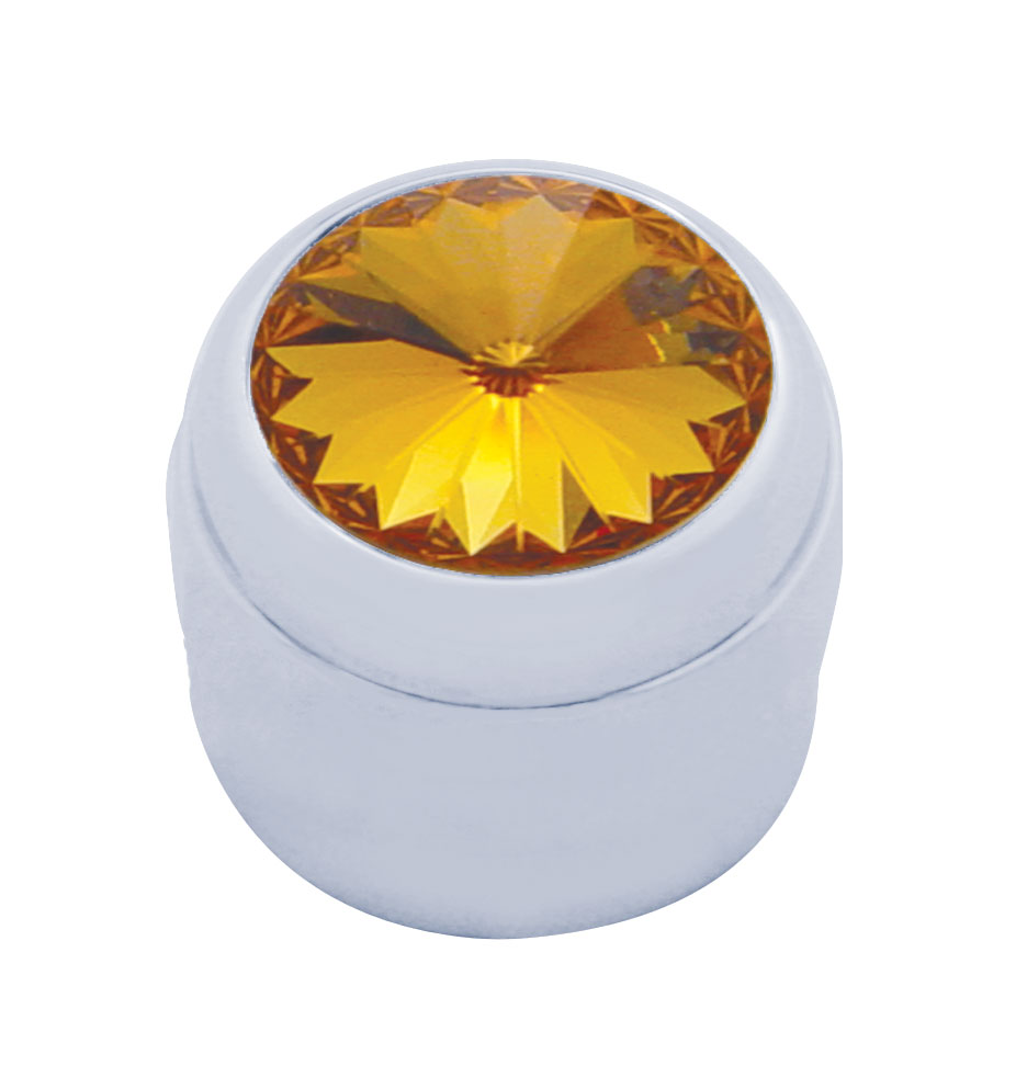 Chrome Plastic Delphi Radio Knob W/ Diamond - Amber