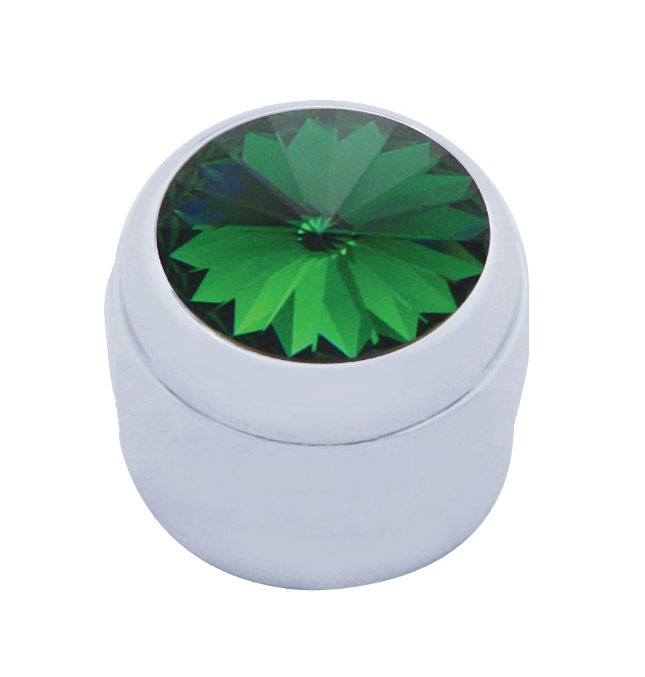Chrome Plastic Delphi Radio Knob W/ Diamond - Green