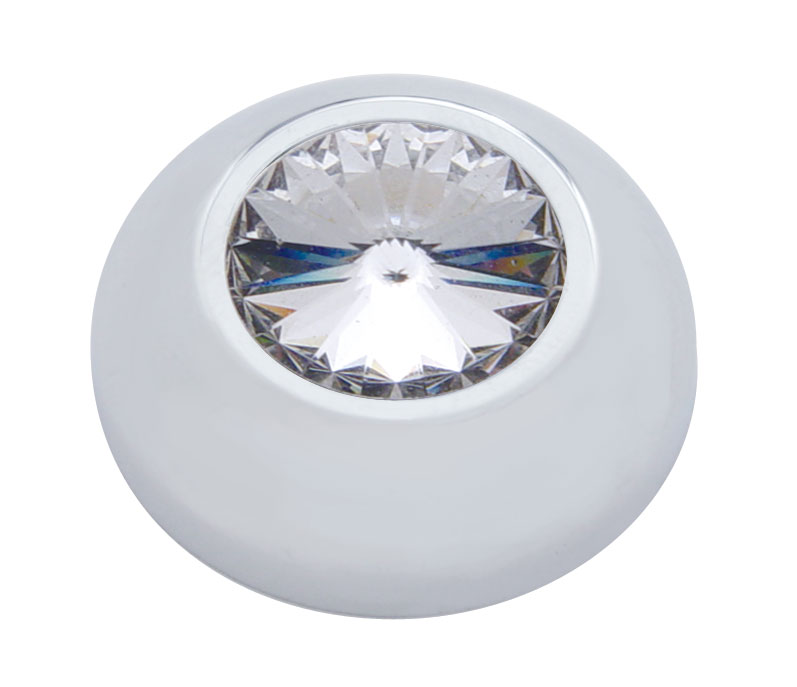(2/Card) Chrome Plastic 2006+ Peterbilt Knob Cover W/ Diamond - Clear
