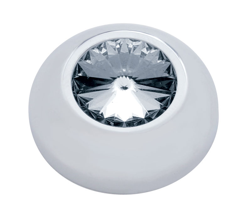 (2/Card) Chrome Plastic 2006+ Peterbilt Knob Cover W/ Diamond - Smoke