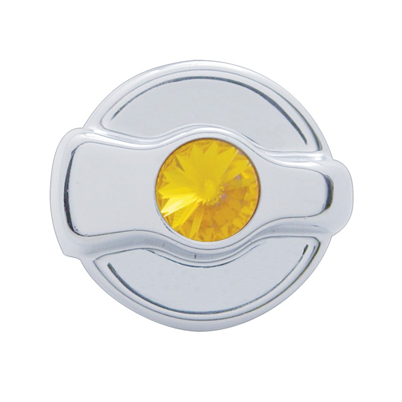 Chrome Plastic Peterbilt A/C Dial Knob W/ Diamond - Amber