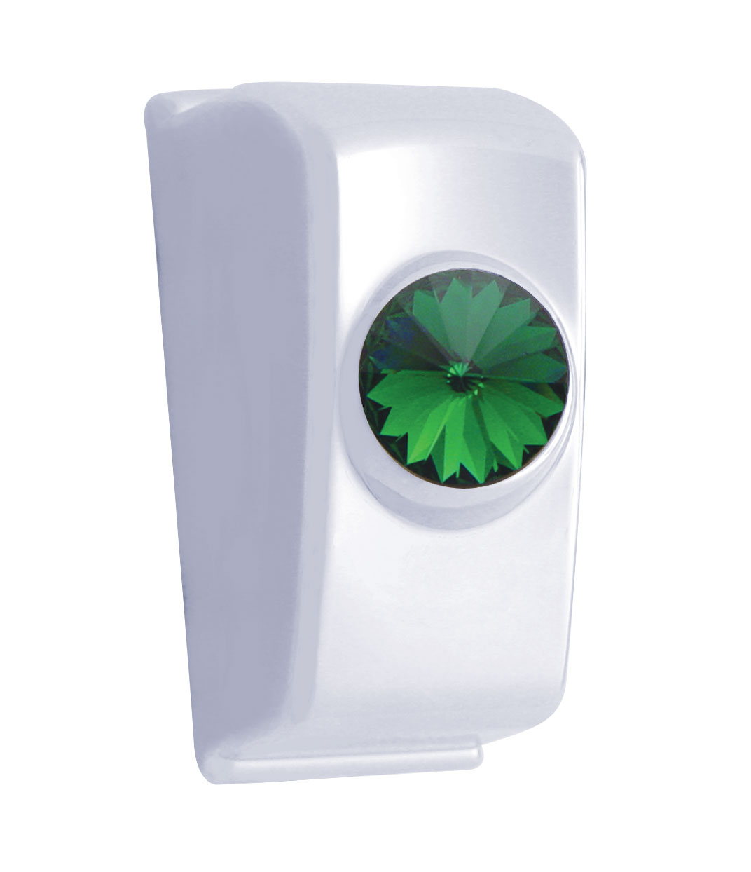 (2/Card) Chrome Plastic 2006+ Kenworth Dash Switch Plug W/ Diamond - Green