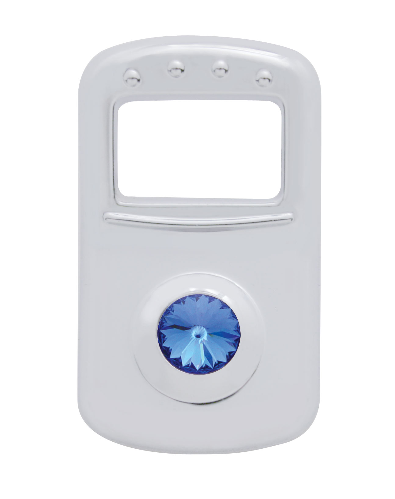 (3/Card) Chrome Plastic Peterbilt Rocker Switch Cover W/ Diamond - Blue