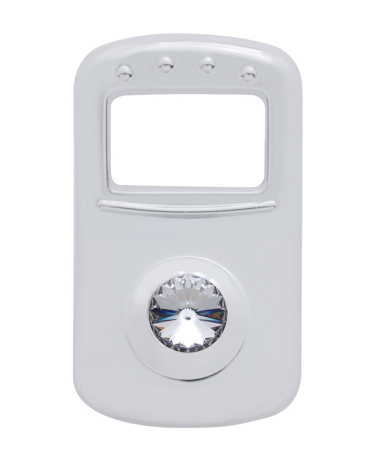 (3/Card) Chrome Plastic Peterbilt Rocker Switch Cover W/ Diamond - Clear