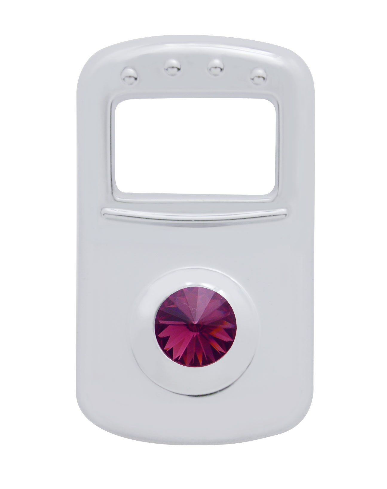 (3/Card) Chrome Plastic Peterbilt Rocker Switch Cover W/ Diamond - Purple