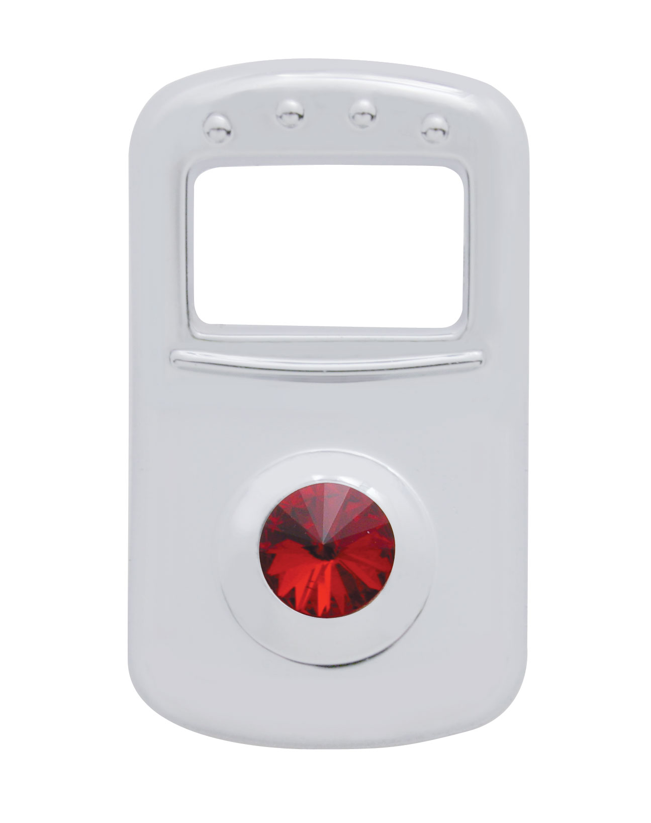 (3/Card) Chrome Plastic Peterbilt Rocker Switch Cover W/ Diamond - Red