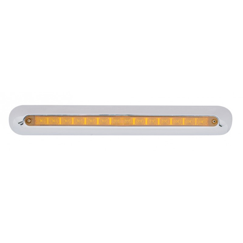 14 Amber Led 12" P/T/C Light Bar W/ Chrome Plastic Housing - Amber Lens