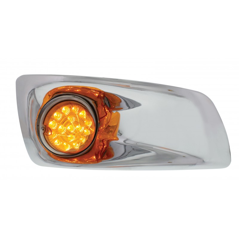 17 Amber Led Kenworth T660 Passenger Front Bumper Single Function Clear Style Light W/ Reflector - Amber Lens