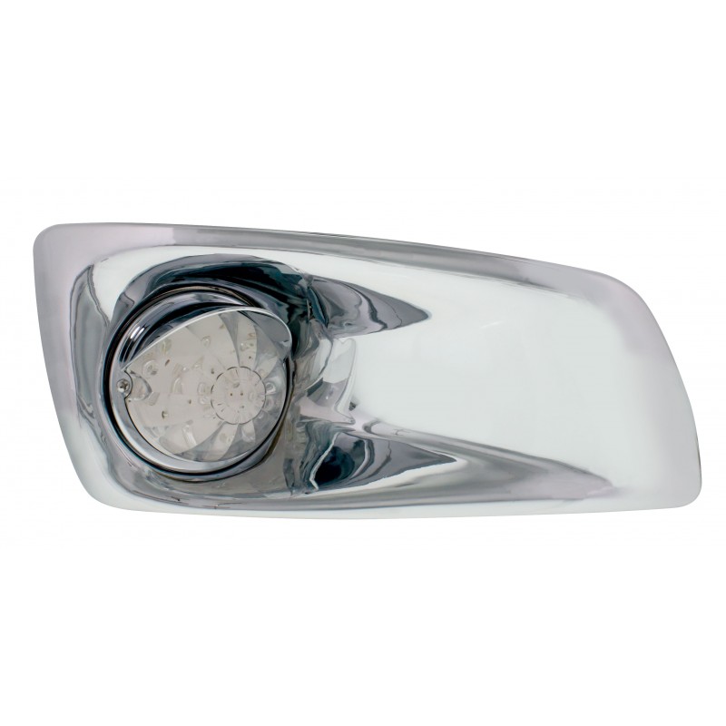 17 Amber Led Kenworth T660 Passenger Front Bumper Single Function Watermelon Style Light W/ Visor - Clear Lens