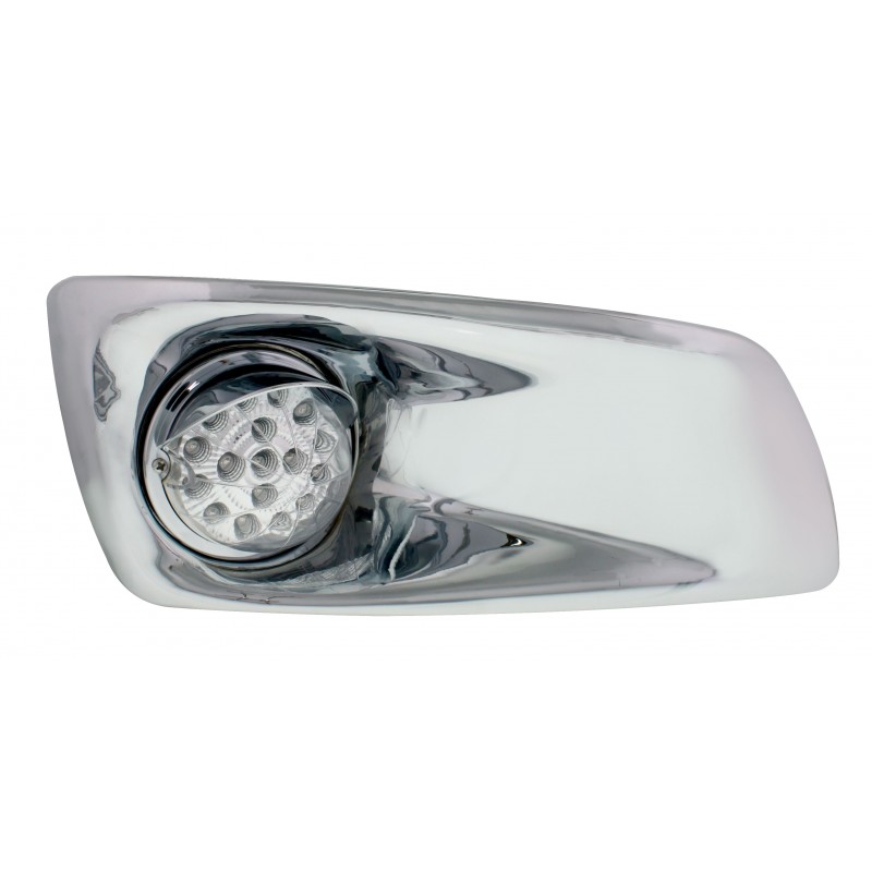 17 Amber Led Kenworth T660 Passenger Front Bumper Single Function Clear Style Light W/ Reflector W/ Visor - Clear Lens