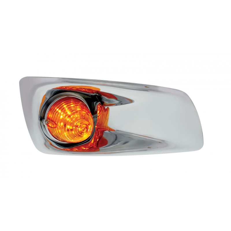19 Amber Led Kenworth T660 Passenger Front Bumper Single Function Beehive Style Light - Amber Lens