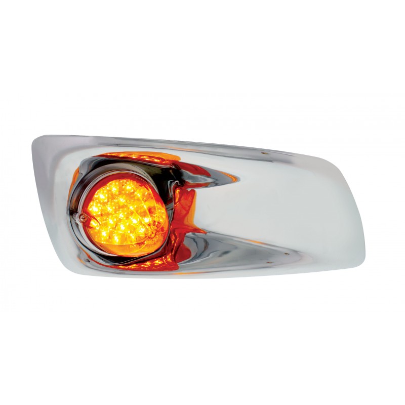 19 Amber Led Kenworth T660 Passenger Front Bumper Single Function Light W/ Reflector - Amber Lens